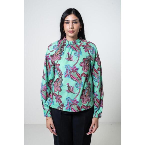 Tibi Teal Paisly Tunic Top - Picture 4 of 8